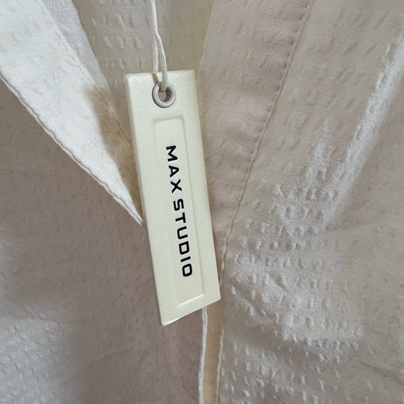 Max Studio Cream Textured Half Button Down Blouse S - Picture 4 of 8